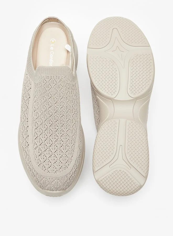 لو كونفورت Women Textured Slip-On Chunky Loafers