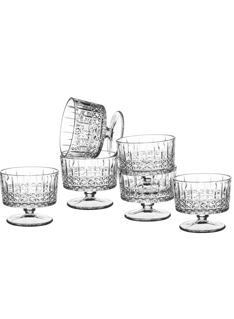 السيف  طقم أوعية تقديم أيس كريم من 6 قطع زجاج شفاف السعة 280ملم - Image 2