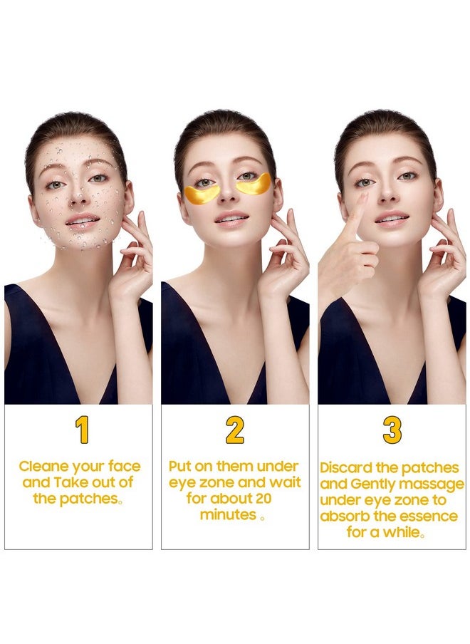 Adofect - Collagen Powder Eye Mask 29 Pairs Gold Under Eye Gel Pads Hyaluronic Acid Under Eye Mask Gel Patches For Puffy Eye Reducing Dark Circles Eye Bags Wrinkle Refresh Your Eyes Gold - Image 1