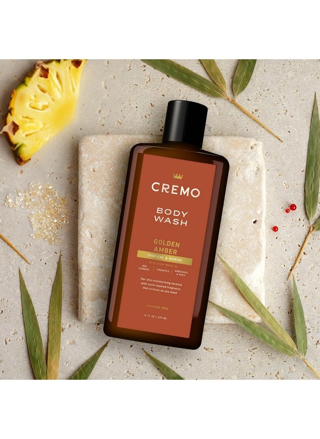cremo Cremo Rich-Lathering Golden Amber Body Wash for Men, Notes of Red Current, Pineapple, Ambergris and Moss, 16 Fl Oz  - Image 2