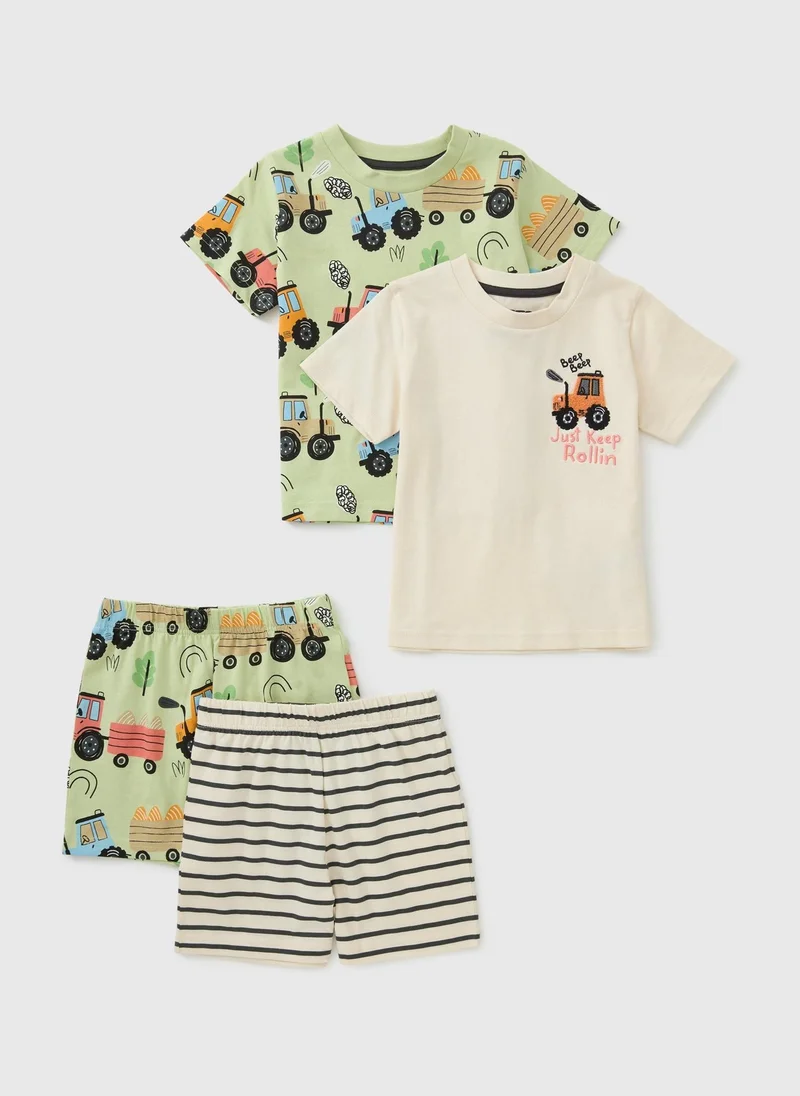 ماتلان 2 Pack Boys Green Tractor Short Pyjamas
