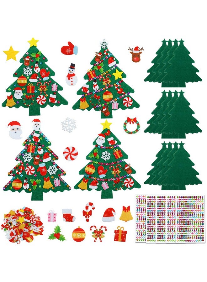 Tatuo 12 Pieces Christmas Tree Felt DIY Crafts Handmade Christmas Ornaments Kits Include 13 Pieces Christmas Tree Ornaments and 5 Pieces Gem Stickers for Xmas Party Gift DIY Handcraft Supplies - Image 1
