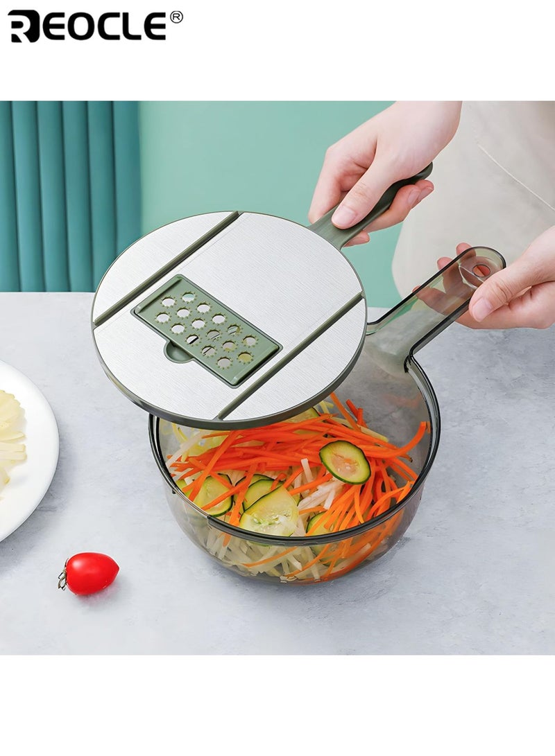 REOCLE 12-in-1 Manual Vegetable Chopper Multi-Attachment Set with Peeler and Washable Basket Mult-ifunction Food Cutter All-in-One Slicer Dicer for Efficient Kitchen Food Prep - Image 3