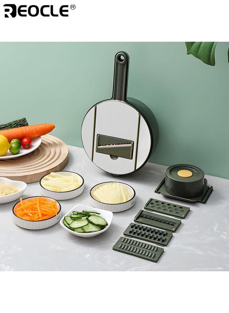 REOCLE 12-in-1 Manual Vegetable Chopper Multi-Attachment Set with Peeler and Washable Basket Mult-ifunction Food Cutter All-in-One Slicer Dicer for Efficient Kitchen Food Prep - Image 5