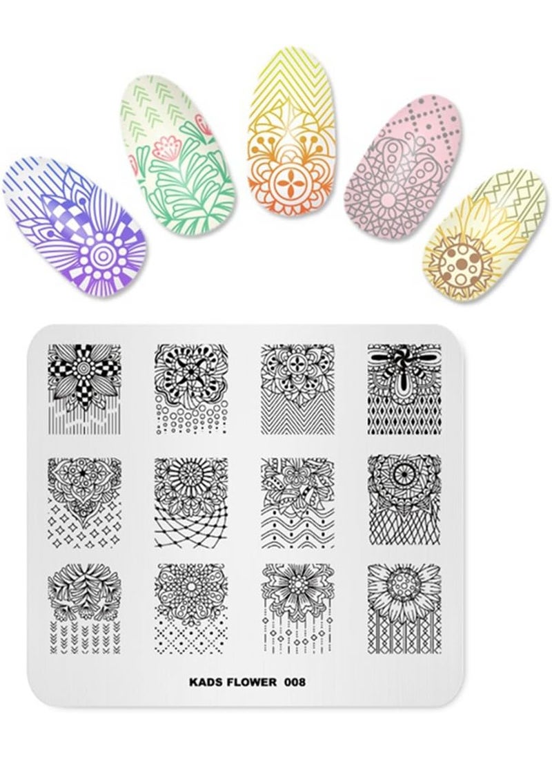 Rolabling Stamping Plate for Nail Flower Pattern Nail Art Stamping Plate Image Template Nail Art Decoration Tool DIY Manicure Template Nail Polish Printer Transfer Color2 