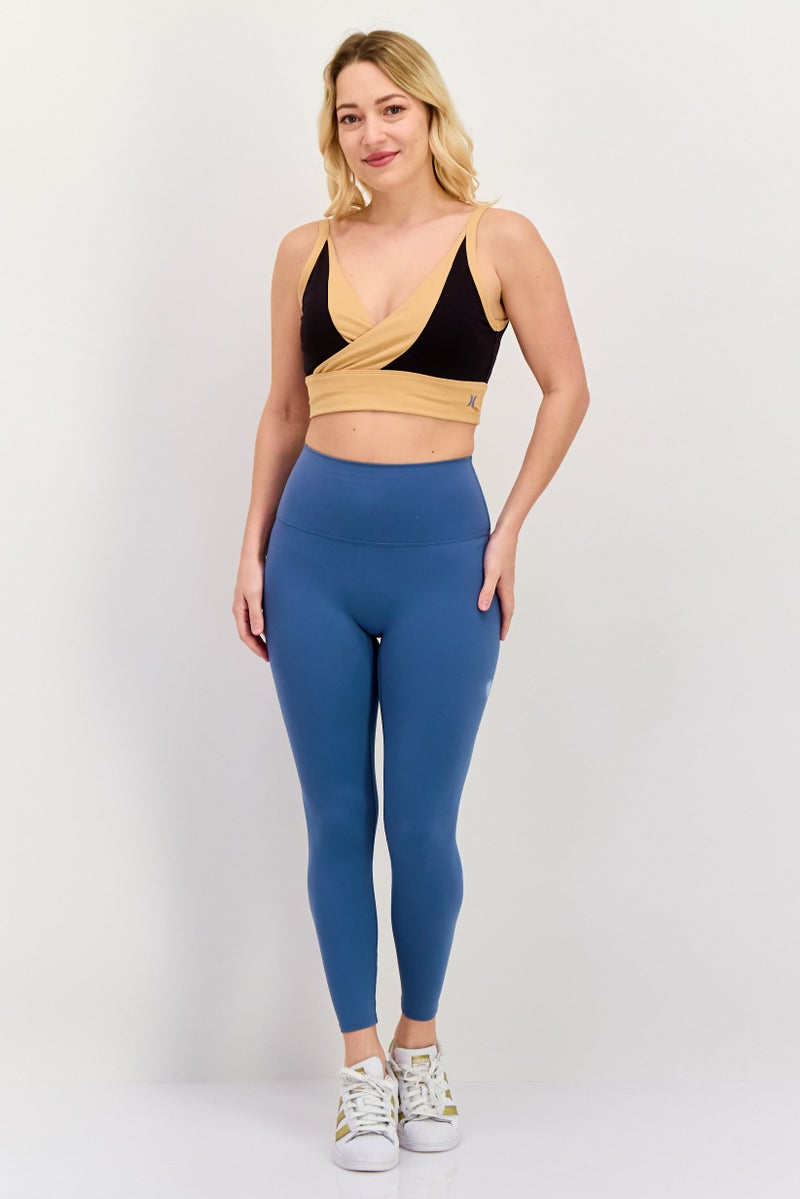 Hurley حمالة صدر رياضية مبطنة بشعار العلامة التجارية للنساء، سوداء - Image 4