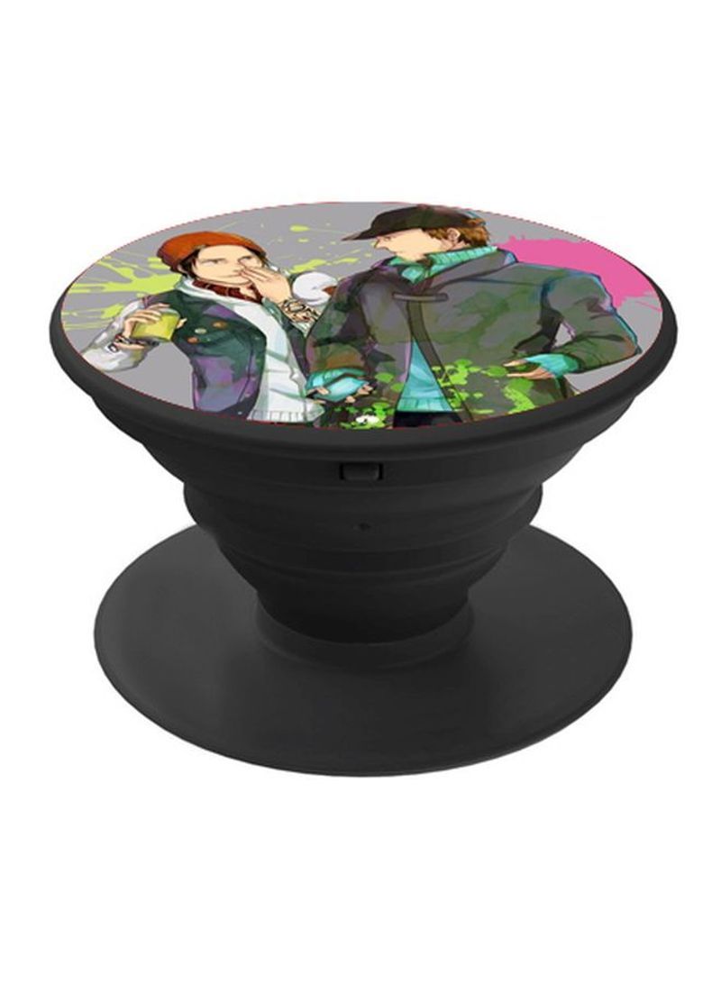 RKN Cartoon Printed Pop Socket Finger Grip Phone Holder Black/Beige/Green - Image 2