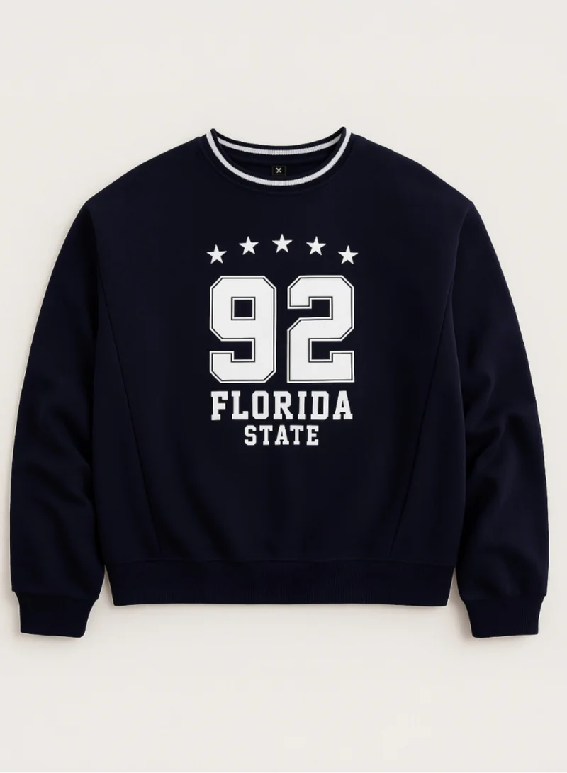 victor and jane “Florida State 92” Contrast Rib Pullover Sweatshirt – 100% Cotton Fleece