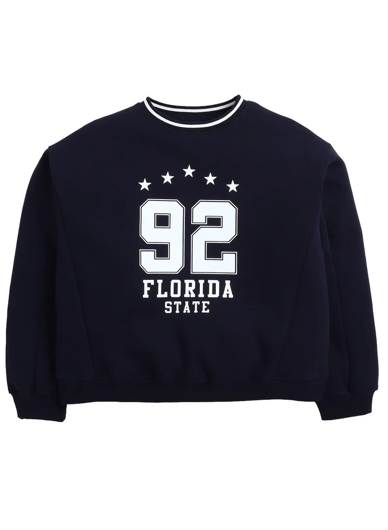 Victor And Jane  “Florida State 92” Contrast Rib Pullover Sweatshirt – 100% Cotton Fleece for Women | Best Price UAE