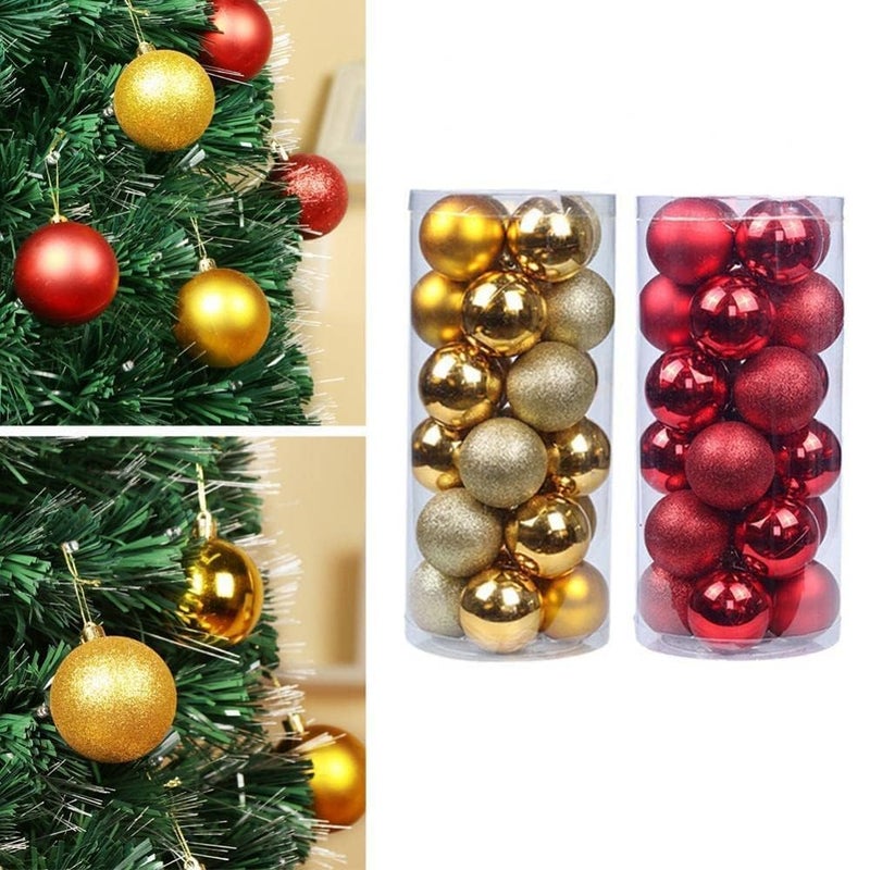 Sai Tradelink 12 RED 12GOLD5CM Glittering Baubles Balls Christmas Tree Ornament Xmas Party Hanging Decoration Christmas Decoration n Christmas Tree Decoration Hanging Ornaments Size 5 CM1 - Image 1