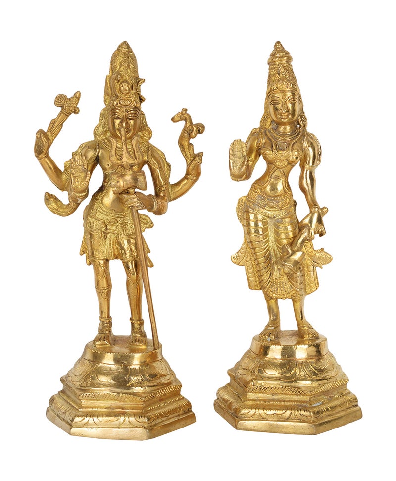 Aone Brass Shiva Parvati Idol Statue Height 11.5 Inch - Image 1