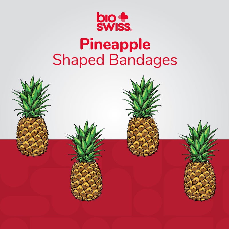 BioSwiss Kids Bandages, Pineapple Shaped Self Adhesive Bandage Set, Latex Free, Sterile Wound Care, 50 Count - Image 3