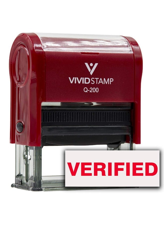 Vivid Stamp Verified Self Inking Rubber Stamp (Red Ink) - Medium 
