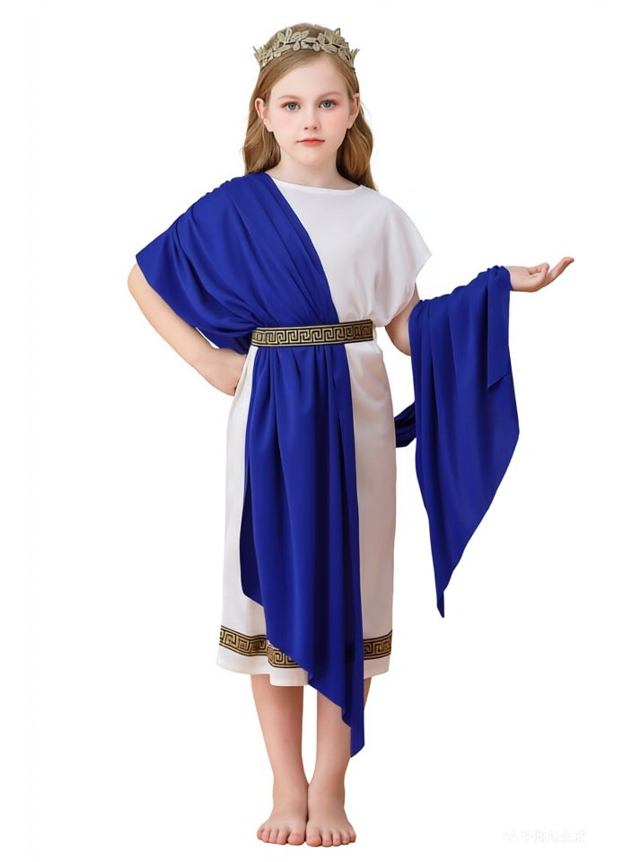liannaner Kids Greek Goddess Costume, Girls Athena Toga Dress with Gold Laurel Wreath, Ancient Roman Grecian Outfit for Halloween Cosplay Book Week Party - Image 2