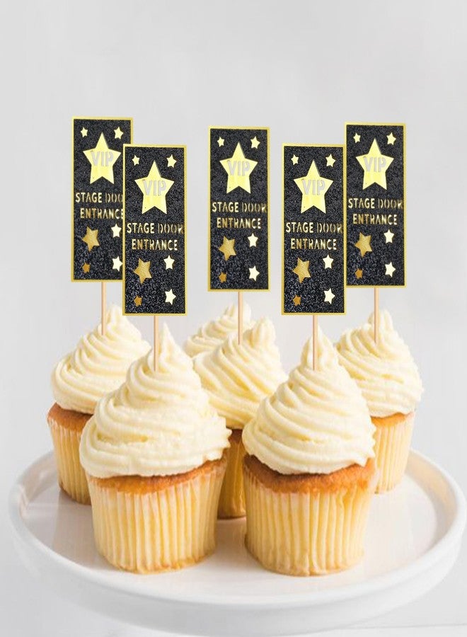 Ercadio 24 Pack Star Cupcake Toppers Glitter Gold Star Cupcake Picks VIP Stage Door Entrance Star Party Decor Baby Shower Kids Birthday Wedding Party Cake Decorations Supplies - Image 3