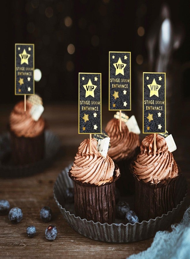 Ercadio 24 Pack Star Cupcake Toppers Glitter Gold Star Cupcake Picks VIP Stage Door Entrance Star Party Decor Baby Shower Kids Birthday Wedding Party Cake Decorations Supplies - Image 5