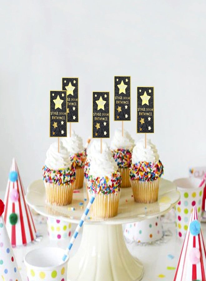 Ercadio 24 Pack Star Cupcake Toppers Glitter Gold Star Cupcake Picks VIP Stage Door Entrance Star Party Decor Baby Shower Kids Birthday Wedding Party Cake Decorations Supplies - Image 4