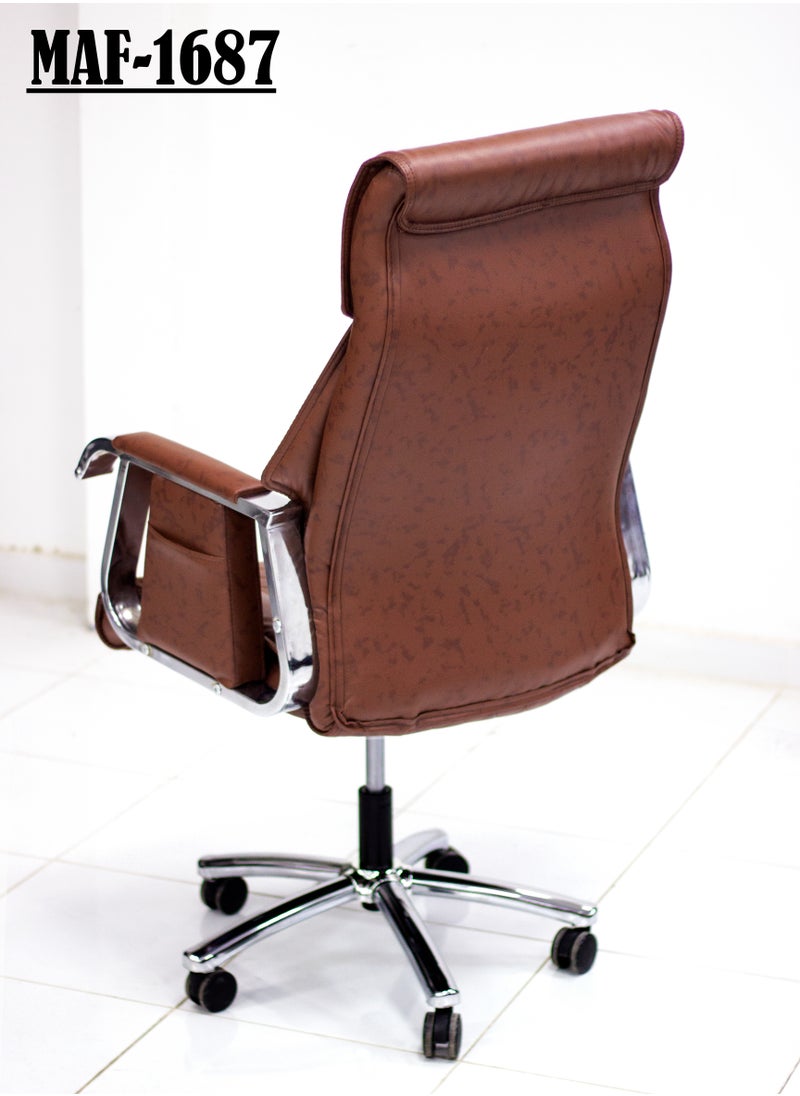 MAF furniture MAF Boss Executive Office Chair Steel Structure, PU Leather 360° Swivel Desk Gaming Chair High Back & Adjustable Height Computer Table Chair, Soft Foam Gaming Study Chair Lumbar Support MAF-1687  - Image 2