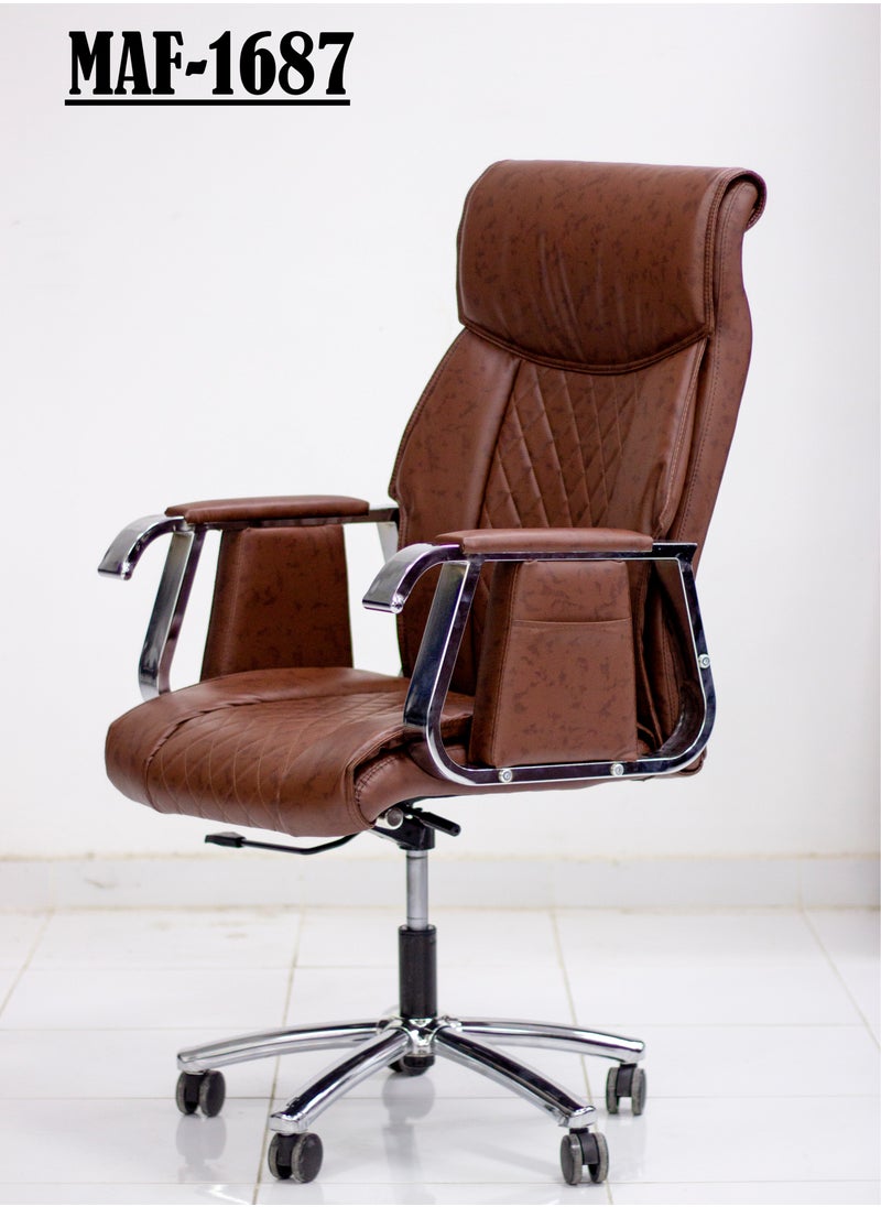 MAF furniture MAF Boss Executive Office Chair Steel Structure, PU Leather 360° Swivel Desk Gaming Chair High Back & Adjustable Height Computer Table Chair, Soft Foam Gaming Study Chair Lumbar Support MAF-1687  - Image 1
