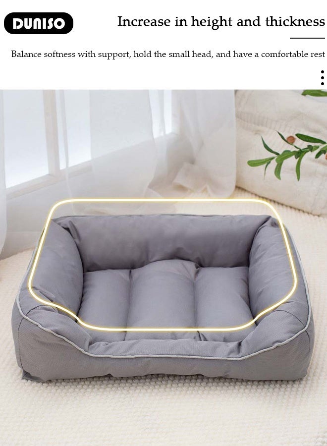 DUNISO سرير كلب متين، مقاوم للعض والخدش، غطاء قابل للإزالة، رغوة طبية، رمادي، أكسفورد - Image 5