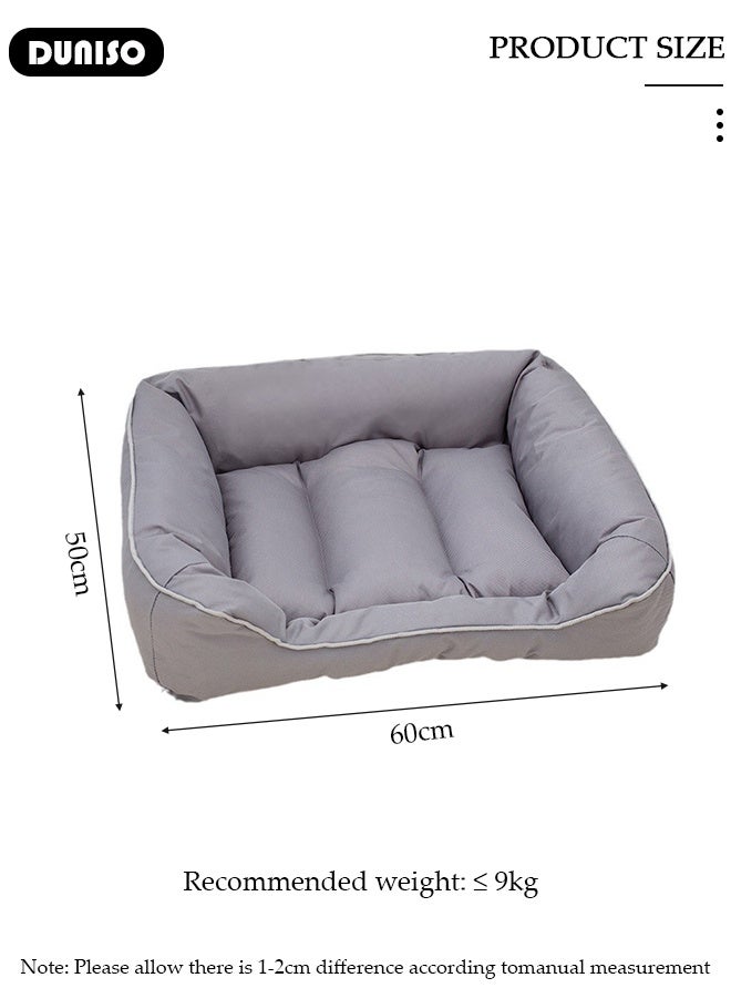 DUNISO سرير كلب متين، مقاوم للعض والخدش، غطاء قابل للإزالة، رغوة طبية، رمادي، أكسفورد - Image 2