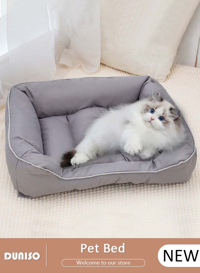 DUNISO سرير كلب متين، مقاوم للعض والخدش، غطاء قابل للإزالة، رغوة طبية، رمادي، أكسفورد - Image 1