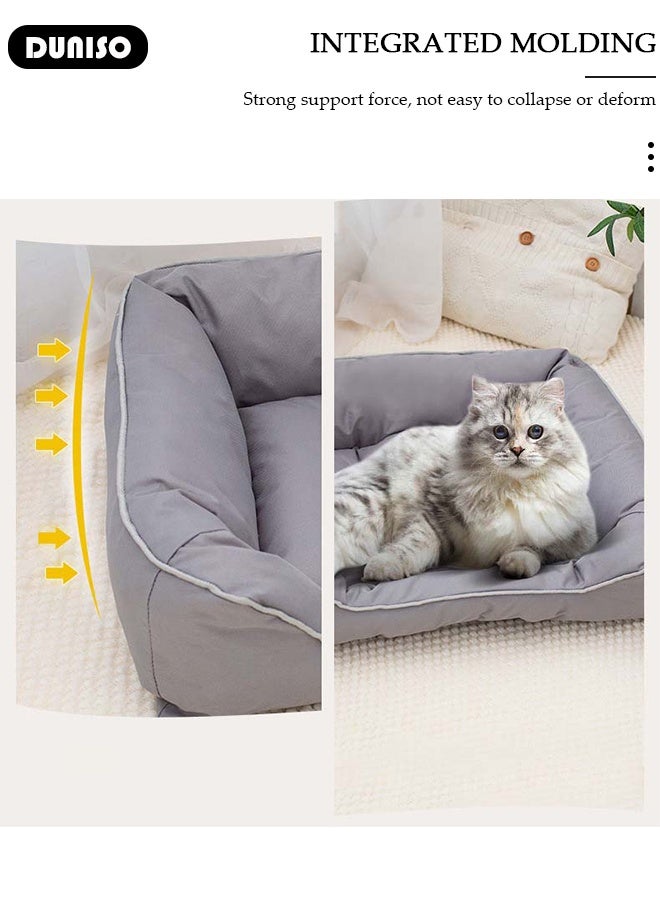DUNISO سرير كلب متين، مقاوم للعض والخدش، غطاء قابل للإزالة، رغوة طبية، رمادي، أكسفورد - Image 3