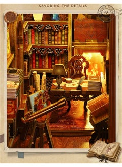 Flever Dollhouse Diy Book Nook Miniature Kit Bookshelf Insert Decor 3D Wooden Puzzle Booknook Miniature Kit Creative Assembled Bookends For Romantic (Library Of Books)  - Image 5