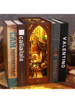 Flever Dollhouse Diy Book Nook Miniature Kit Bookshelf Insert Decor 3D Wooden Puzzle Booknook Miniature Kit Creative Assembled Bookends For Romantic (Library Of Books)  - Image 3