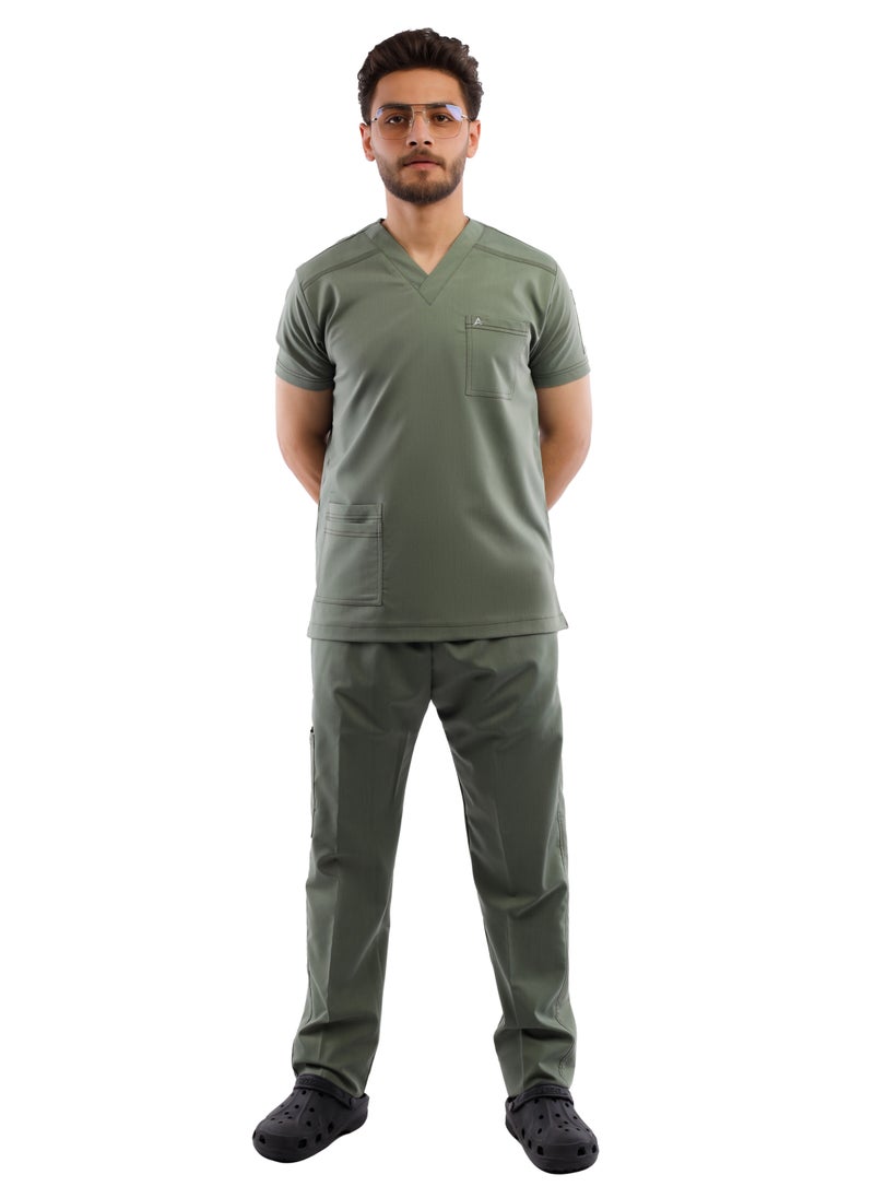 APEX Premium Scrub 1/2 Sleeve Male Olive Medi-Tex  - Image 1
