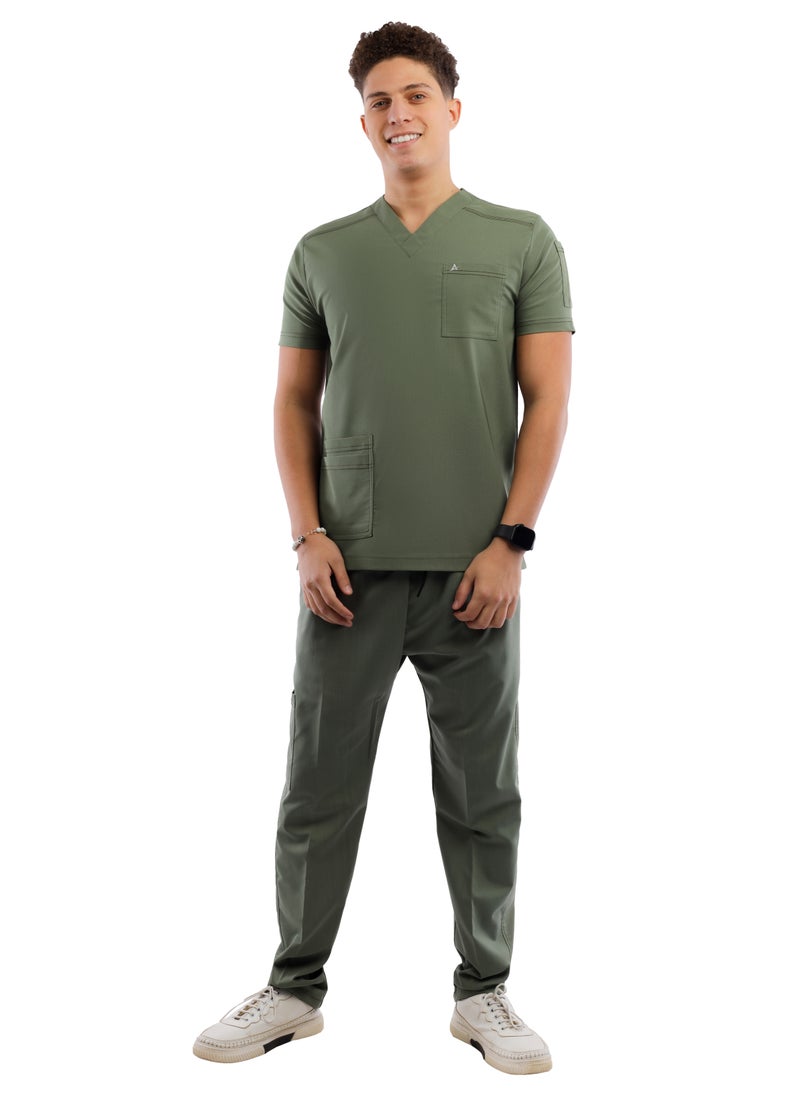 APEX Premium Scrub 1/2 Sleeve Male Olive Medi-Tex  - Image 2