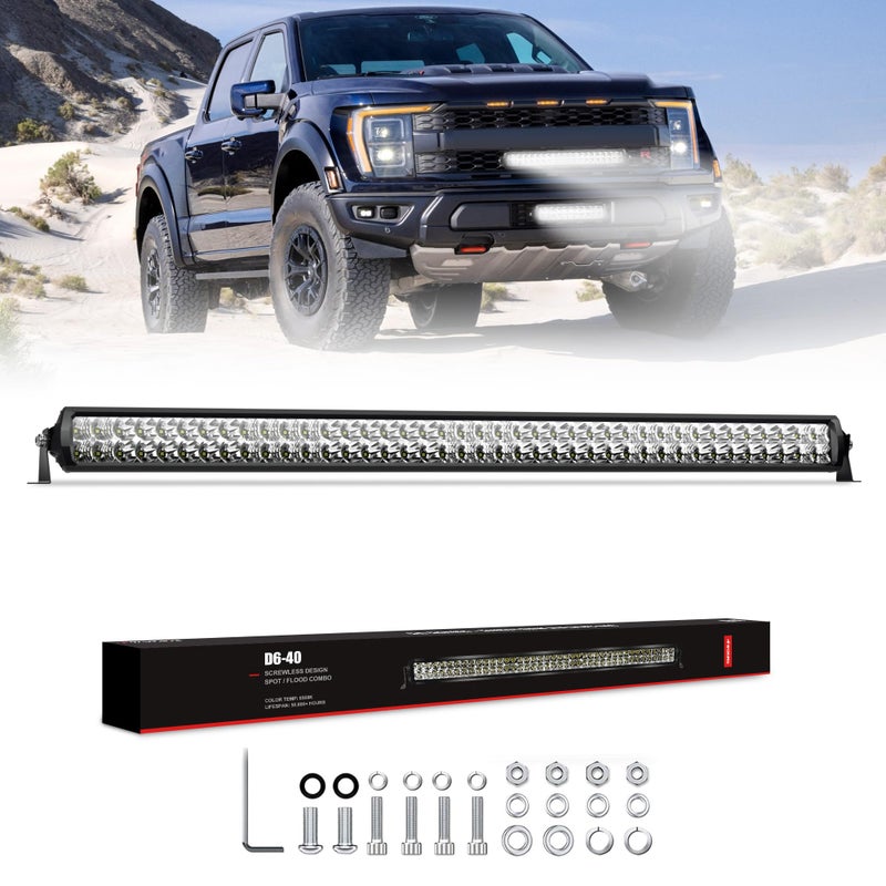 4WDKING LED Light Bar 40 inch IP68IP69K Waterproof Dual Row Off Road Light Bar with DT Connector 240W Flood and Spot Combo Beam Work Light for Truck Cars ATV UTV Boat