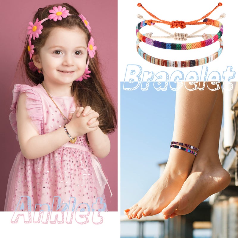 Florideco 24 Pcs Boho Surfer Bracelet Ankle Adjustable Beaded Anklets Unisex Handmade Braided Bracelet Waterproof Surfer Beach Bracelet Colorful Anklet Bracelet String Rope Jewelry for Women Men Boho - Image 3