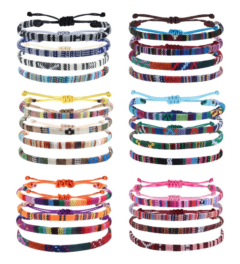 Florideco 24 Pcs Boho Surfer Bracelet Ankle Adjustable Beaded Anklets Unisex Handmade Braided Bracelet Waterproof Surfer Beach Bracelet Colorful Anklet Bracelet String Rope Jewelry for Women Men Boho - Image 1