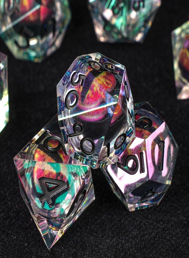 UBEUCK Electroplated Resin Dice Set, Resin Edge Sharp for Dungeons & Dragons RPG, MTG Board Games with Gift Box(Electroplating Red Longan) - Image 2