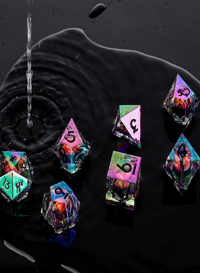 UBEUCK Electroplated Resin Dice Set, Resin Edge Sharp for Dungeons & Dragons RPG, MTG Board Games with Gift Box(Electroplating Red Longan) - Image 5