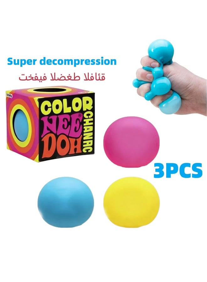 Needoh 3-Pack The Squeezable Ball provides a quiet and gentle sensory experience for children and adults, effectively relieving anxiety, stress, and irritability. It's an ideal stress-relief toy for the office, classroom, or home. - Image 1