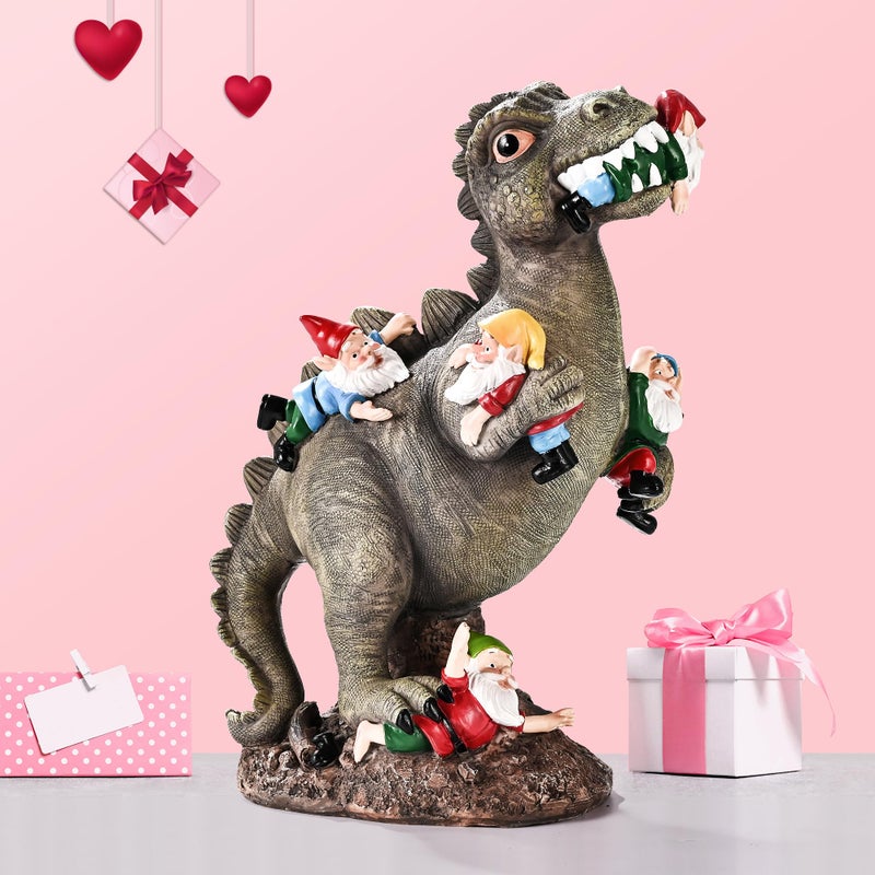 SOWSUN Garden Gnomes Statues Yard Decorations Outdoor Garden Decor, 14â€ Dinosaur Gnomes Garden Statues, Patio, Lawn Ornament, Gardening Gifts for Women for Housewarming - Image 4