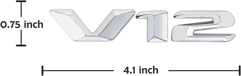 1Pc V12 Emblem 3D Badge Fender Trunk Tailgate Exterior Decal Sticker for V12 Engine Auto Car (Silver) - Image 4