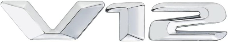 1Pc V12 Emblem 3D Badge Fender Trunk Tailgate Exterior Decal Sticker for V12 Engine Auto Car (Silver) - Image 2