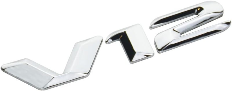 1Pc V12 Emblem 3D Badge Fender Trunk Tailgate Exterior Decal Sticker for V12 Engine Auto Car (Silver) - Image 3