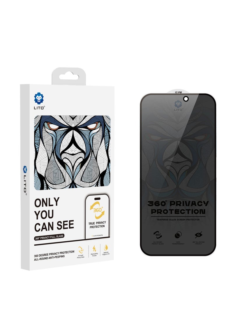 ليتو واقي شاشة زجاج مخفي آيفون 16 برو ماكس 360 درجة