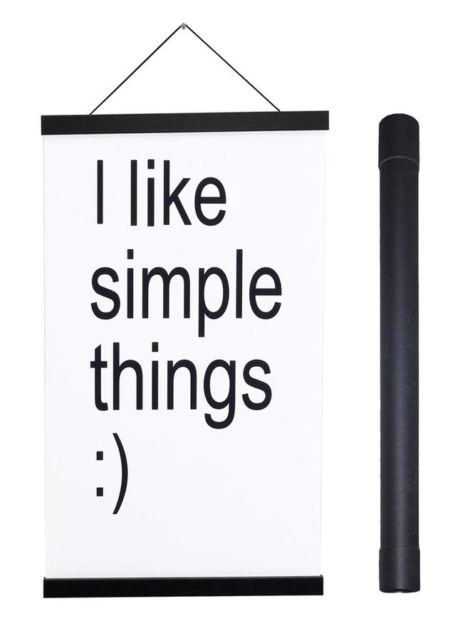 Artmag Magnetic Poster Hanger Frame, 8x 10 8x 12 8x 24 Light Wood Wooden Magnet Canvas Artwork Print Dowel Poster Hangers Frames Hanging Kit (Black, 20cm) - Image 1
