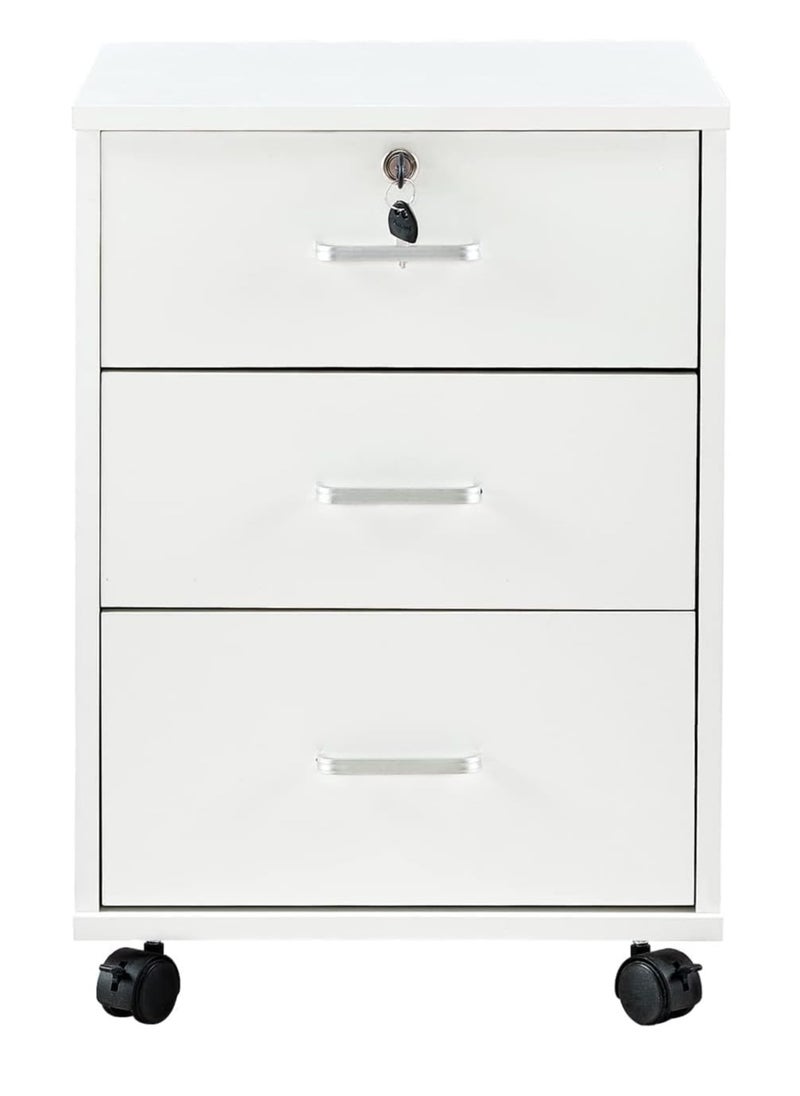 JOMILA - Lockable Rolling Container with 3 Drawers Filing Cabinet Under Desk Office Cabinet with Wheels Documents in DIN A4 Legal Letter Format Office Furniture Office - Image 1