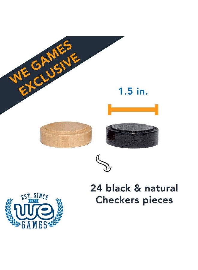 WE Games Wooden Checkers Pieces Only (1.5 inch), Checker Board Game & Backgammon Pieces, 24 Natural and Black Stained Stackable Ridges with a Drawstring Storage Bag, Replacement Game Piece - Image 3