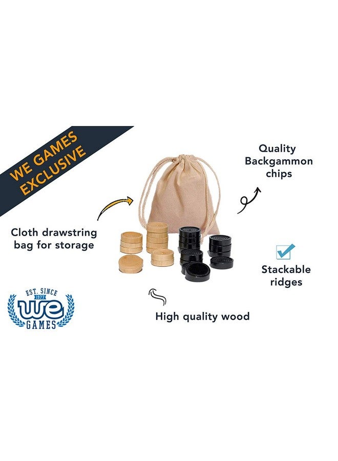 WE Games Wooden Checkers Pieces Only (1.5 inch), Checker Board Game & Backgammon Pieces, 24 Natural and Black Stained Stackable Ridges with a Drawstring Storage Bag, Replacement Game Piece - Image 2