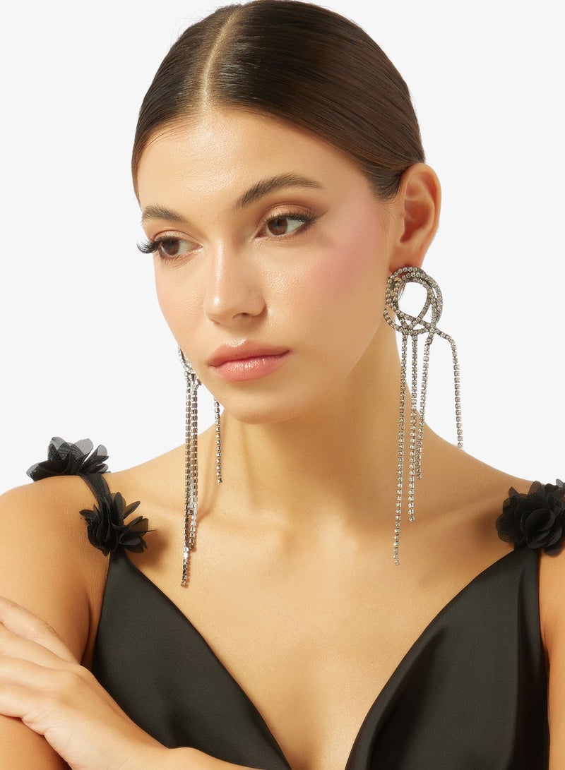 Ella Limited Edition Rhinestone Detail Drop Down Earrings - Image 1