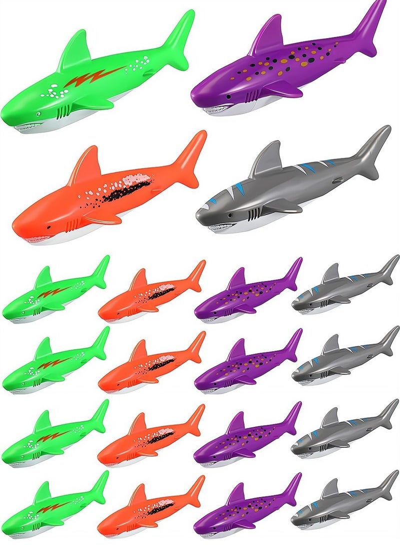 كاست ويف 20 قطعة لعبة حمام السباحة تحت الماء والسباحة والرمي والغوص والتزحلق على شكل سمكة القرش والسباحة والسباحة والصواريخ المائية الصغيرة وألعاب التدريب على الغوص لتعلم السباحة - Image 1