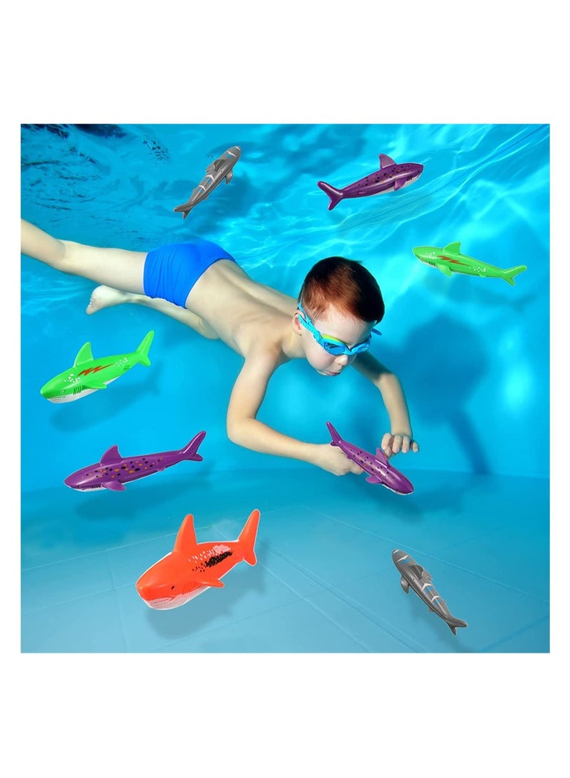 كاست ويف 20 قطعة لعبة حمام السباحة تحت الماء والسباحة والرمي والغوص والتزحلق على شكل سمكة القرش والسباحة والسباحة والصواريخ المائية الصغيرة وألعاب التدريب على الغوص لتعلم السباحة - Image 3
