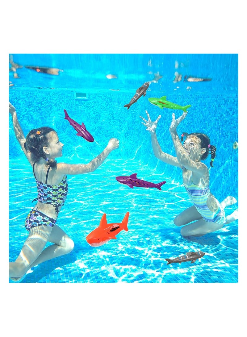 كاست ويف 20 قطعة لعبة حمام السباحة تحت الماء والسباحة والرمي والغوص والتزحلق على شكل سمكة القرش والسباحة والسباحة والصواريخ المائية الصغيرة وألعاب التدريب على الغوص لتعلم السباحة - Image 5